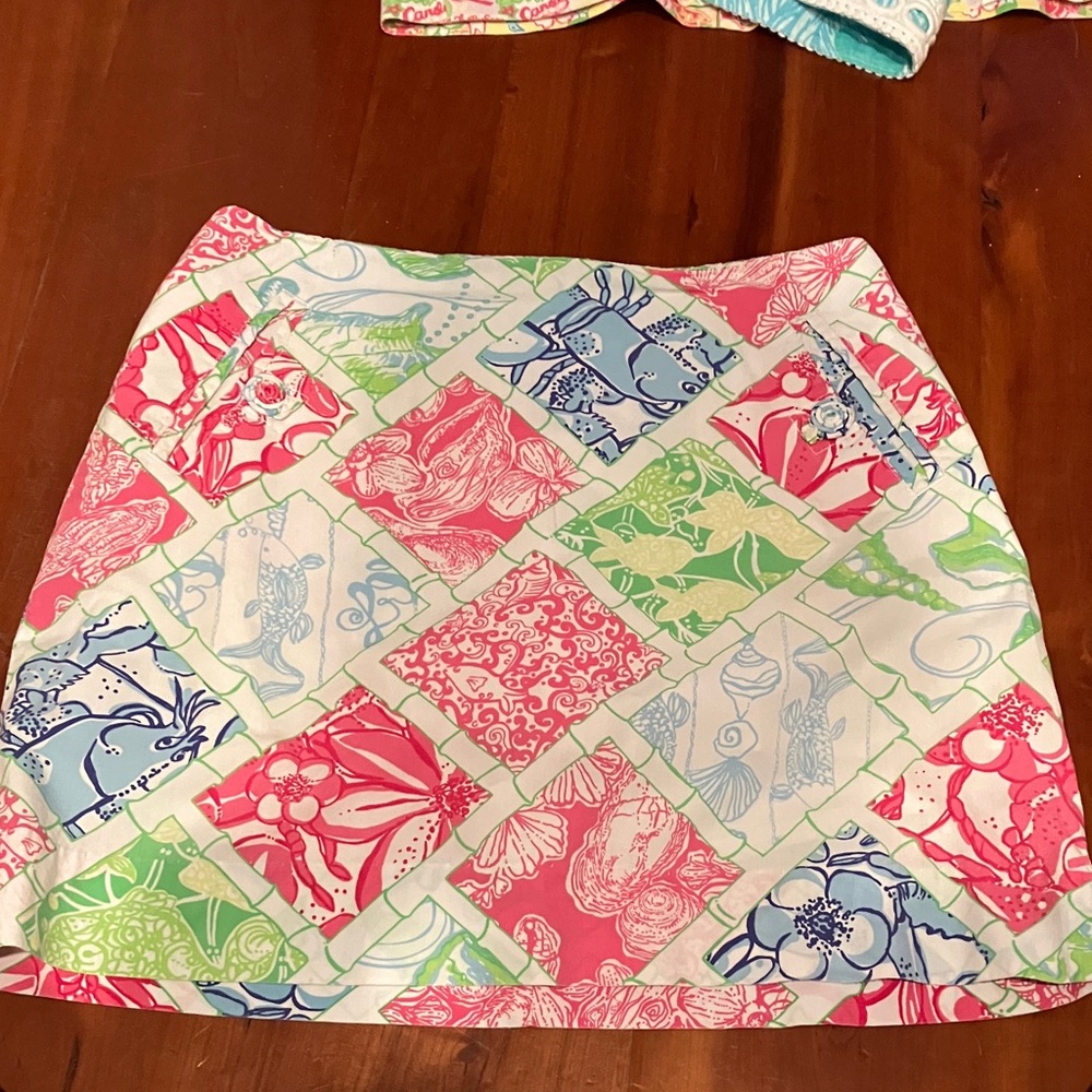 Lilly Pulitzer Pink and Blue Patchwork Mini Skirt